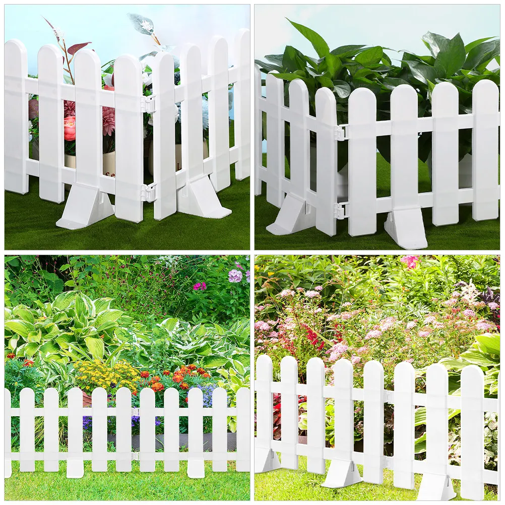 

4 Pcs Garden Picket Fence Plastic Garden Edging Border Landscape Ornament Plants Edging Fence For Garden Lawn Flowerbeds Pathway