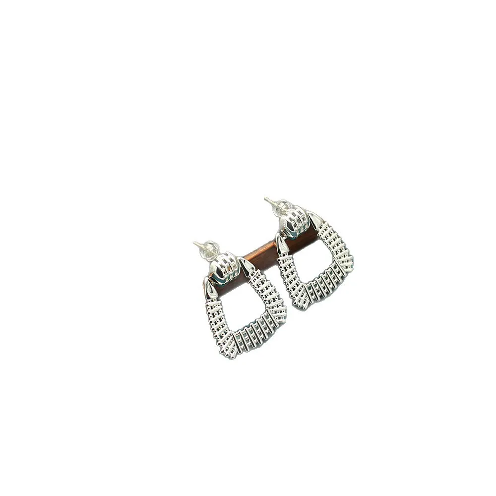 Metal Cold Style Earrings Copper Plated Braided Bag Earrings Niche 5