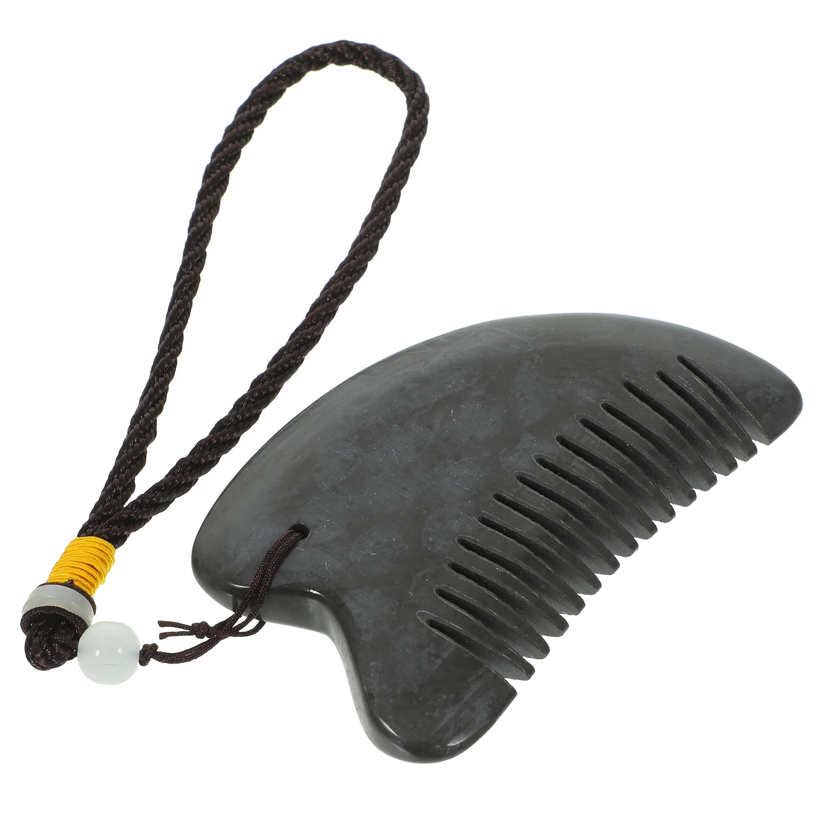 1 Juego de peine de masaje de acupuntura de piedra, peine desenredante hecho a mano Natural, cuidado del cuero cabelludo sin estática, cómodo masaje de cabello de piedra portátil