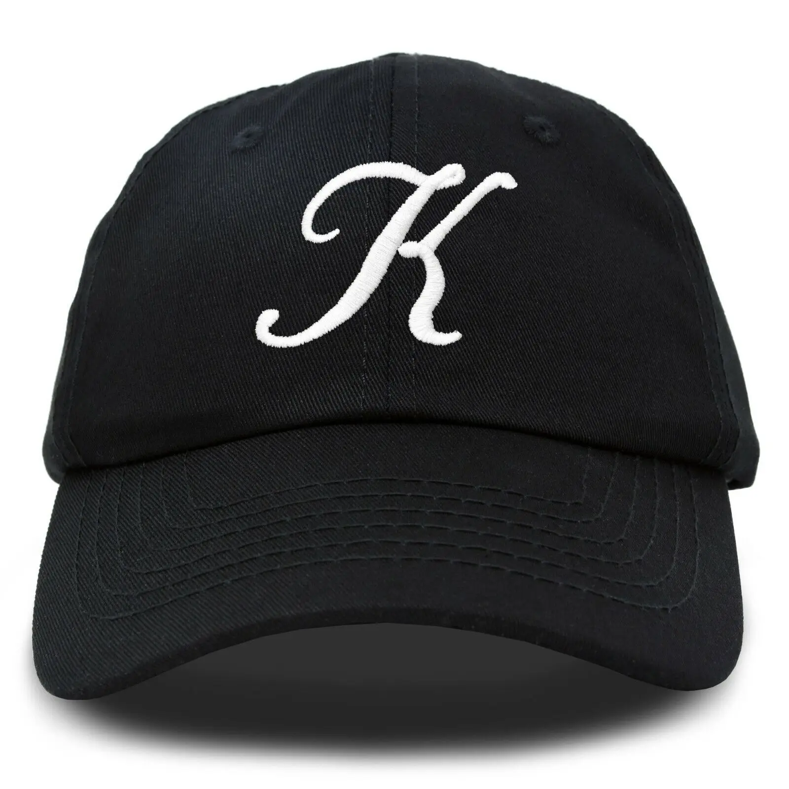 

Initial Hat Letter K Womens Baseball Cap Monogram Cursive Embroider