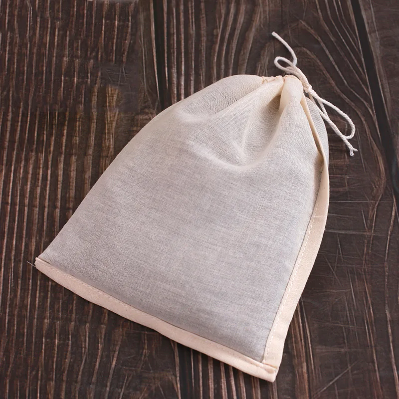 Cotton Gauze Filter Te Bags 5pcs Empty Pocket Drawstring Bag Reusable Spice Sachets Big Size Soup Bag Tea Bags Kitchen Supplies