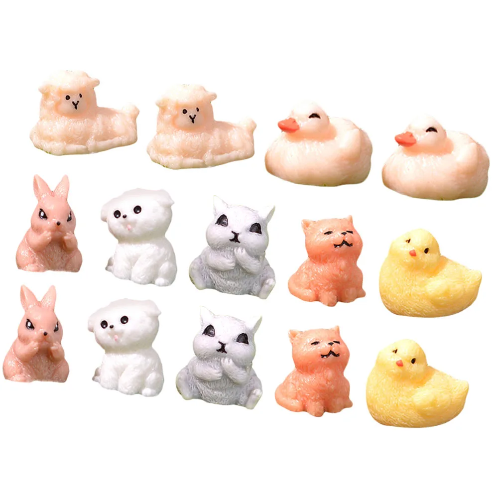 

14Pcs Mini Animal Resin Sculptures Miniature Landscape Garden Decoration Micro Landscape Statues for Desktop Car Cake