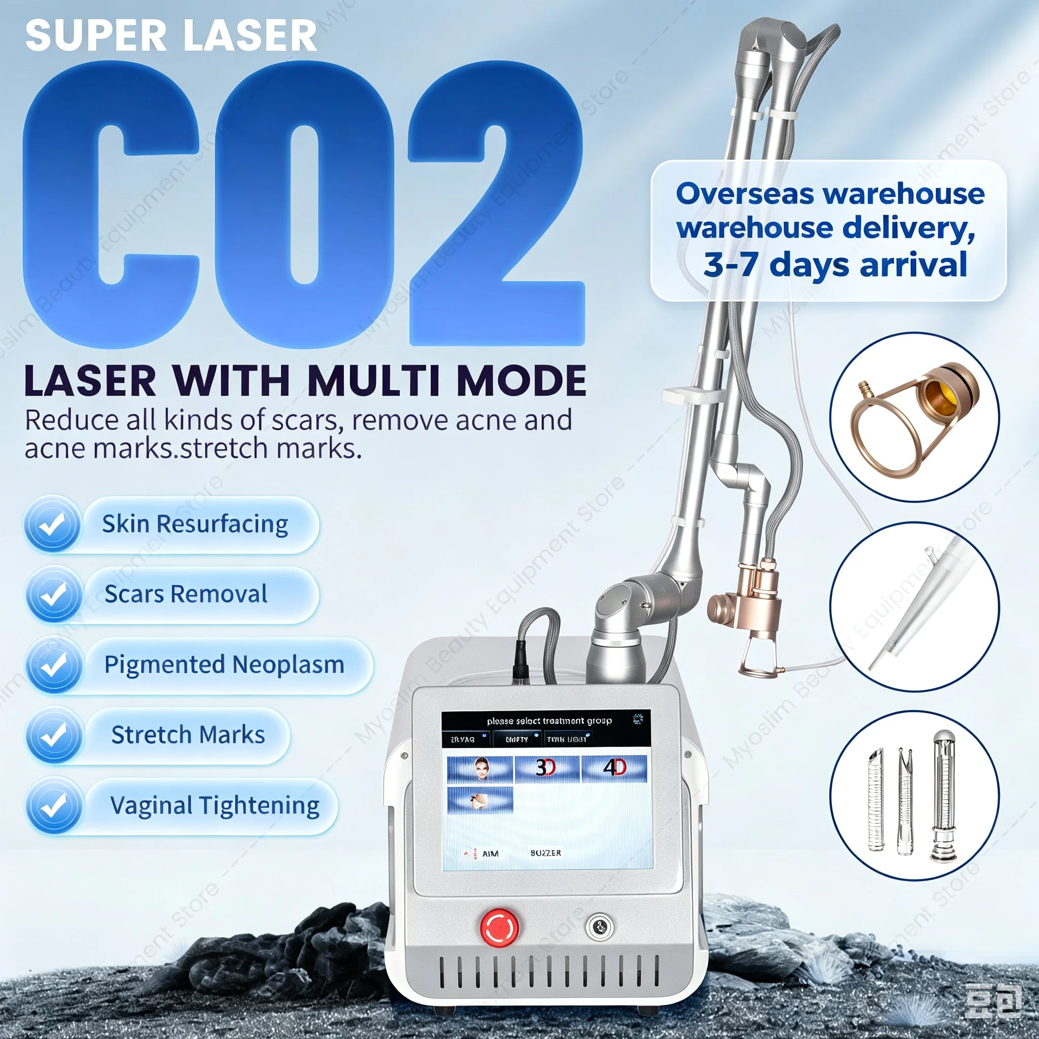 CO2 Fractional Lase Machine Focus on Skin Care Wrinkle Softening Scar Blur Stretch Mark Fading For Salon Personal Beauty Use