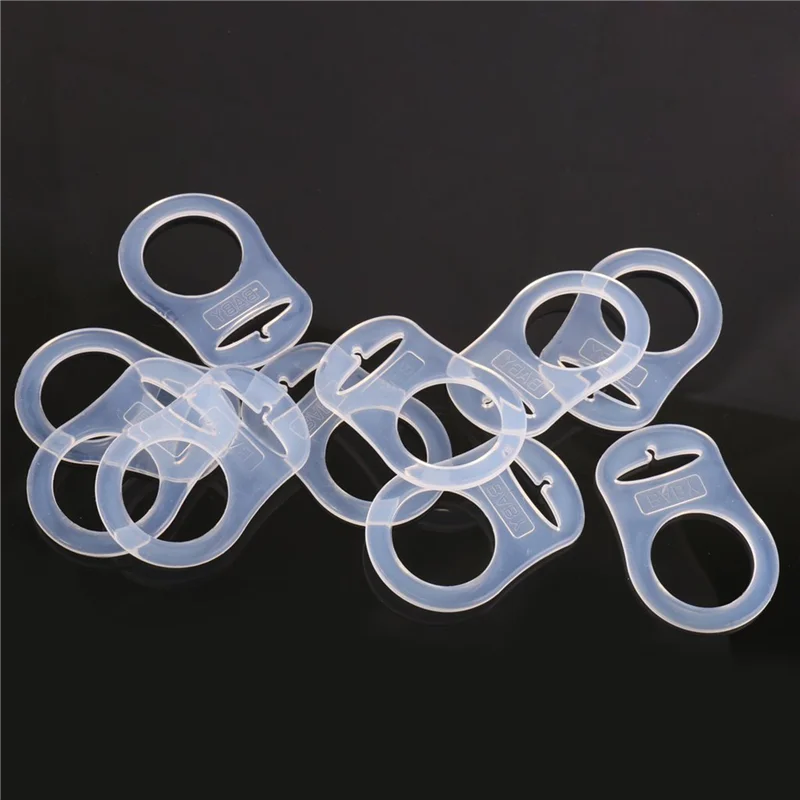 X18A-80 Pcs Button Silicone Ring Mam Pacifier Holder Mannequin Clip Adapter Transparent