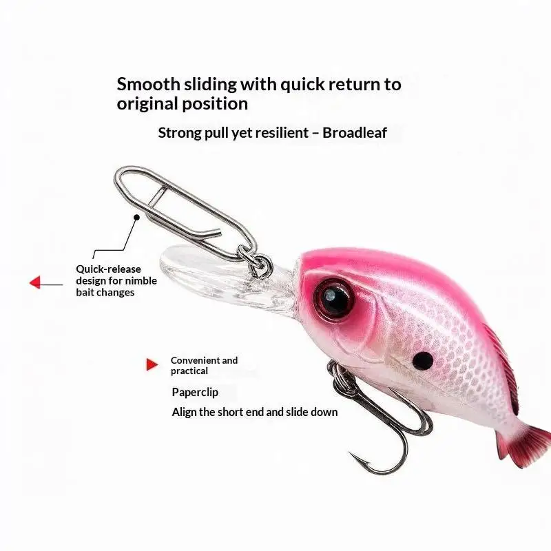 50 Pack Stainless Steel Fishing Bait Snap Clips Quick Release Rust Resistant Durable for Professional Anglers Use