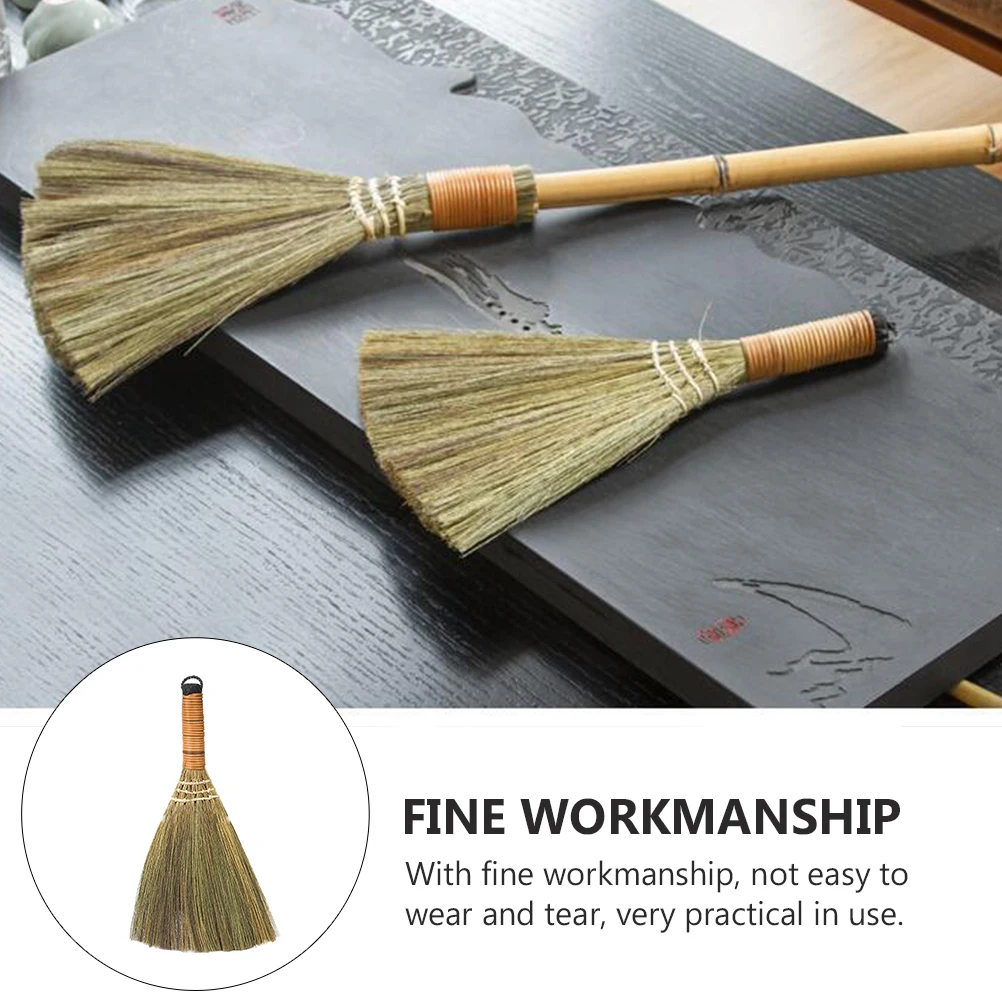

2pcs Wooden Desktop Cleaning Broom Handmade Straw Mops Small Handheld Sweeper Tool House Broom Practical Garbage
