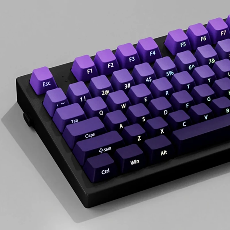 Gradient Purple Double Shot PBT Keycap Backlit Keycap 130 Key Full Keycaps Set For Mechanical Keyboard