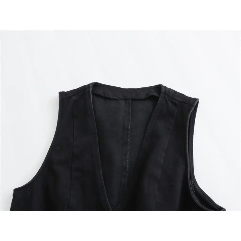 

Женский свободный короткий джинсовый жилет, топ, осенний модный стиль, 6147190, комплект 6164219