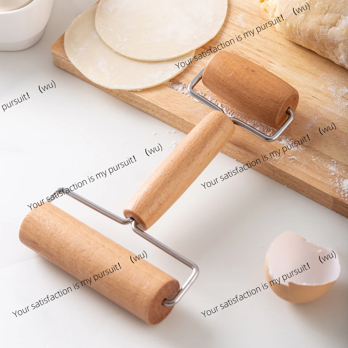 ZOCI-1PC Maple wood double-ended rolling pin; solid wood labor-saving roller-style flour stick; roller-style dough roller