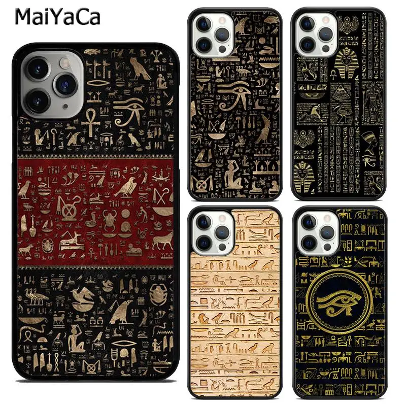 MaiYaCa Ancient Egyptian Hieroglyphic Phone Case Cover For iPhone 16 15 SE2020 6s 7 8 plus 11 12 mini 13 14 pro max  coque