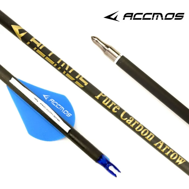 12pcs ID 6.2mm Spine 300 350 400 500 600 700 800 Pure Carbon Arrow For Compound /Recuvre Bow Shooting Hunting Practice