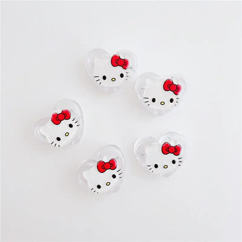 5Pcs 3*2.5Cm Snoopy Kitty Love Crystal Sticky Notes Clip Test Paper Receipt Storage Clip Kawaii Anime School Office Supplies