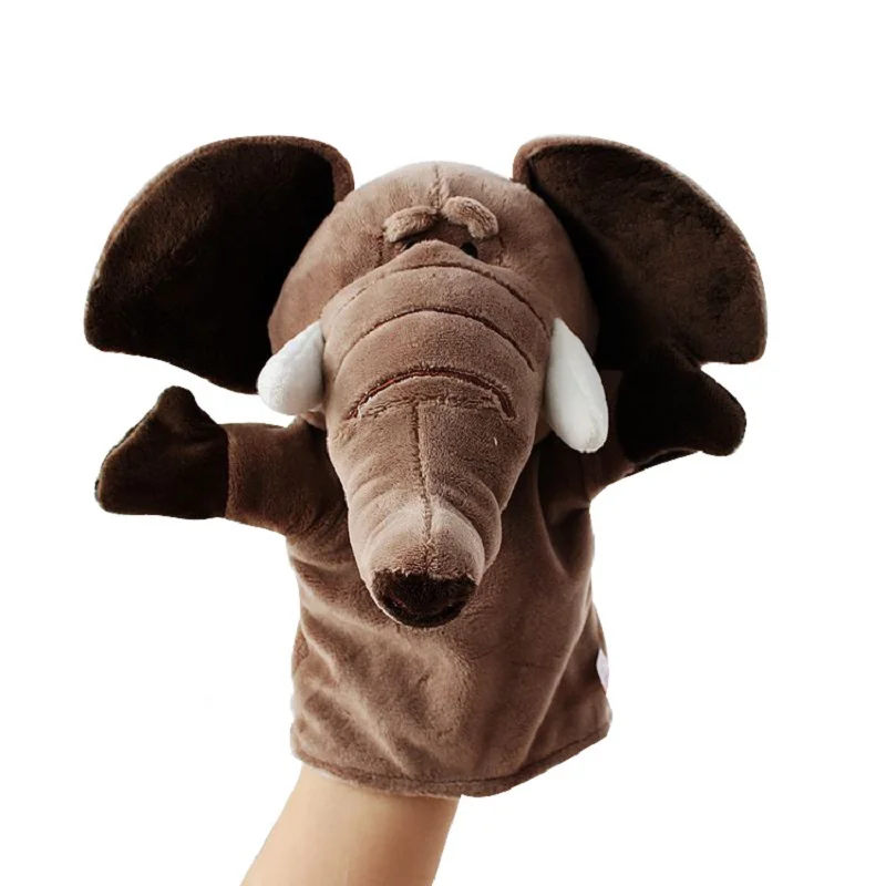 Jouets en peluche de marionnettes d'animaux pour enfants, poupées en peluche Kawaii, jouets pour bébés, éléphant, dinosaure, singe, jeu de discussion, 25cm