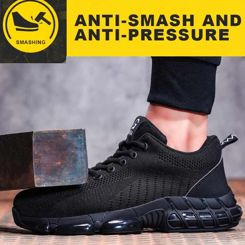 Lightweight Men's Safety Shoes Sturdy Men's Work Shoes Anti Smash Anti Impact Indestructible Industrial Outdoor Men's Shoes