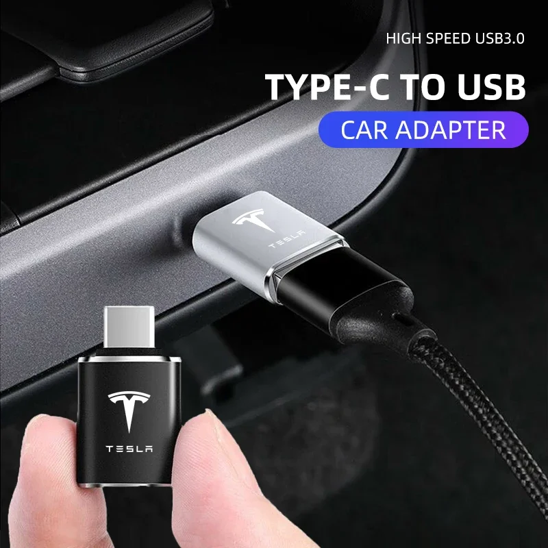 Type C To USB 3.0 OTG Adapter USB C Male To USB Female Converter For Tesla Model 3 Model X S 2016-2020 Decals TM3 TMX TMS Decal