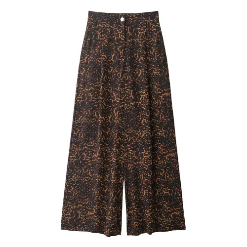Pantalones de pierna ancha de cintura alta para mujer, pantalones informales con estampado de camuflaje Animal, pantalones largos cómodos holgados para mujer para Otoño e Invierno