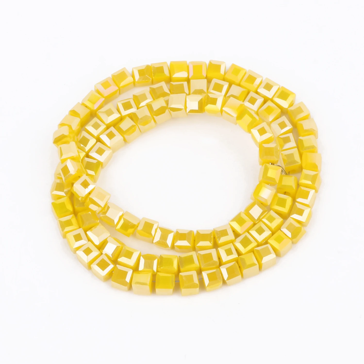 High Quality Yellow Austria Crystal Glass Beads Faceted Cube Loose Spacer Beads For Jewelry Making Diy Bracelets