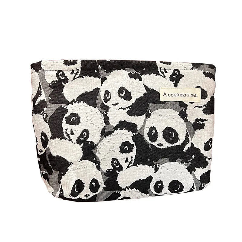 1 Piece Cute Panda Cosmetic Bag for Girl Aesthetic Cartoon Animal Panda Makeup Bag Portable Canvas Travel Women Storage Bag