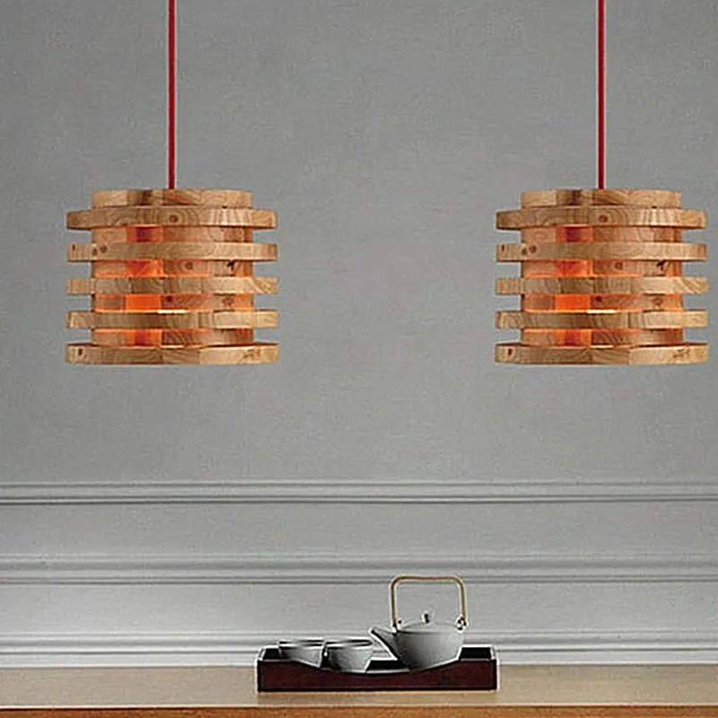 

26cm Round multi layer carving Northern Europe Wooden Lamp Vintage Restaurant Cafe Solid Wood Pendant Lights With Blub for Free