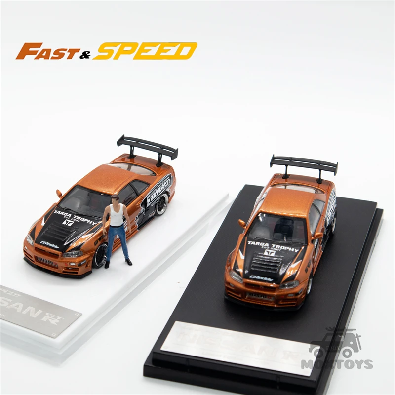 

Fast Speed FS 1:64 Skyline GT-R R34 Z-Tune NFS Need for Speed 7 Underground Russian Gold limited599 Diecast Model Car