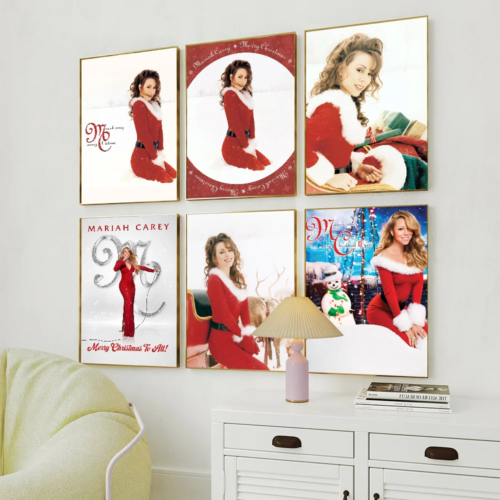 Singer M-Mariah C-Carey Merry Christmas Poster Album Art Wall Painting Stickers Small Decor Aesthetic Bar Coffee House Indoor