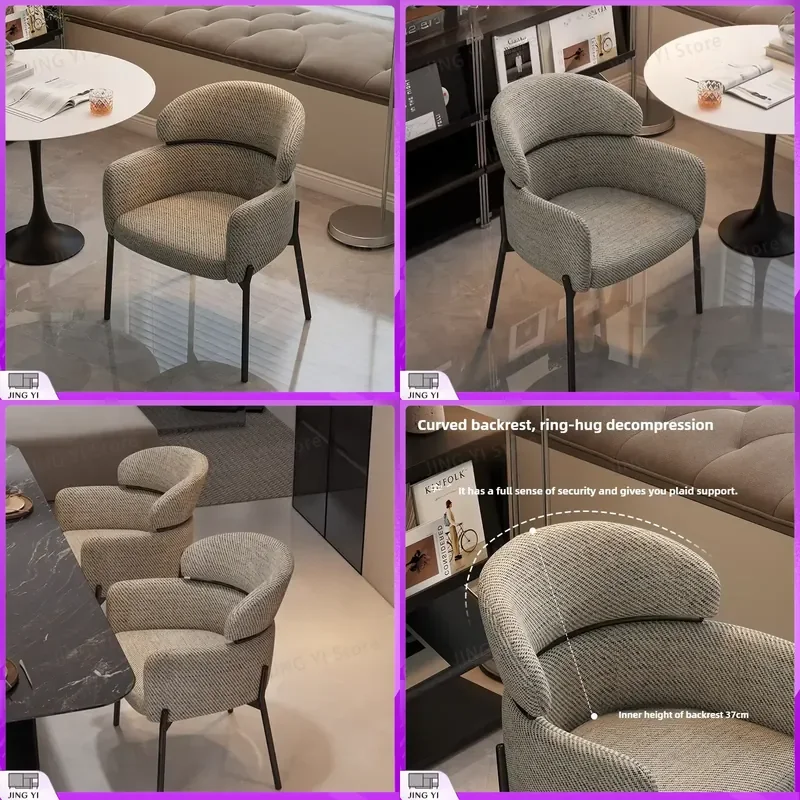

Italian Minimalist Casual Dining Chair Light Luxury Retro Kitchen Chair Nordic High-End Backrest Restaurant Cafe Bar Stool