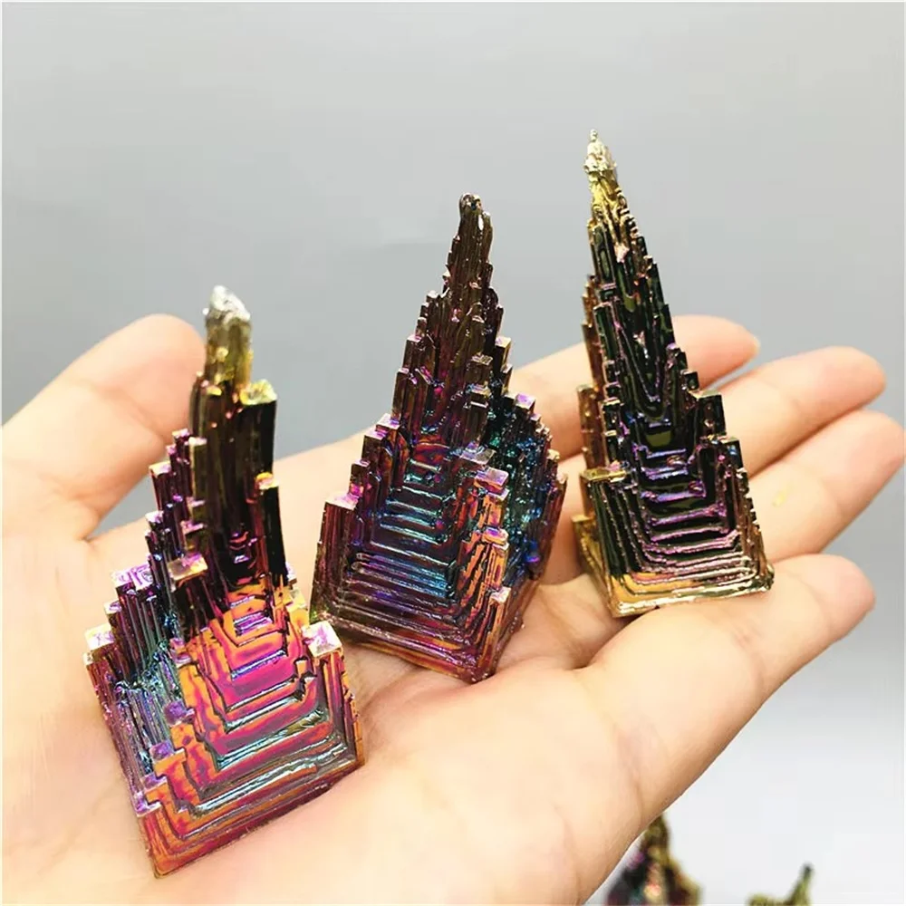 Natural Bismuth Crystals Metal Crystal Rainbow healing Mineral Specimen Original Nature rough raw for fengshui Decorative