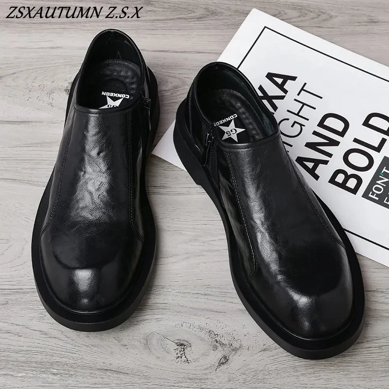 Estilo britânico sapatos casuais sapatos de couro sola grossa sapatos formais moda mocassins elegante lazer sapatos masculinos primavera outono novo