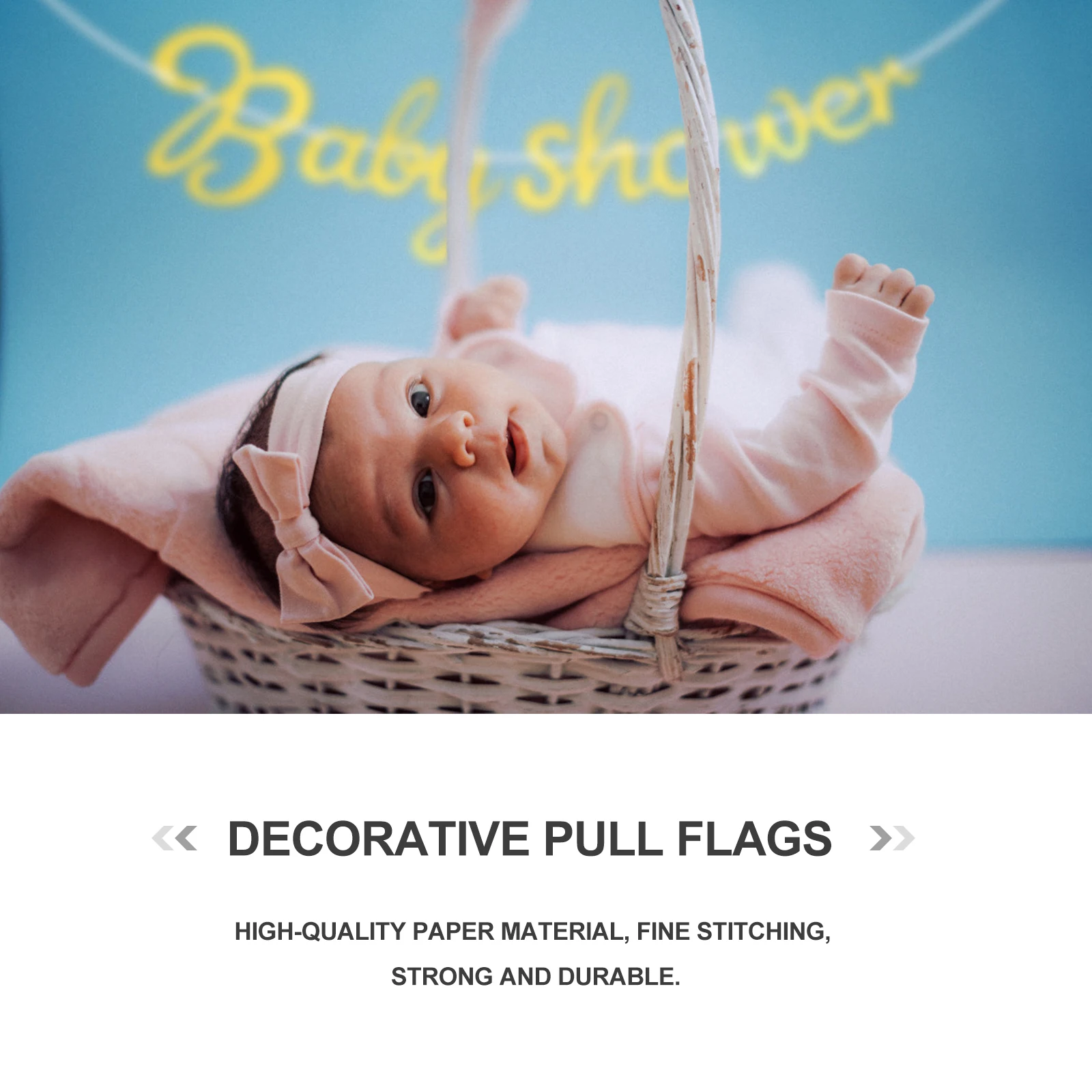 

Golden Baby Shower Banner Decorative Pull Flags Christening Lightweight Keepsake Photography Prop Wall nament Pastel