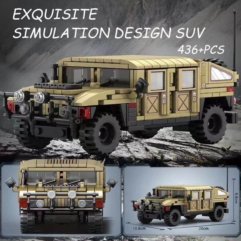 

436pcs Mini Military WW2 Mountain SUV Armored Car Building Blocks Tactical Equipment Vehicle Bricks Children Friends Toy Gifts