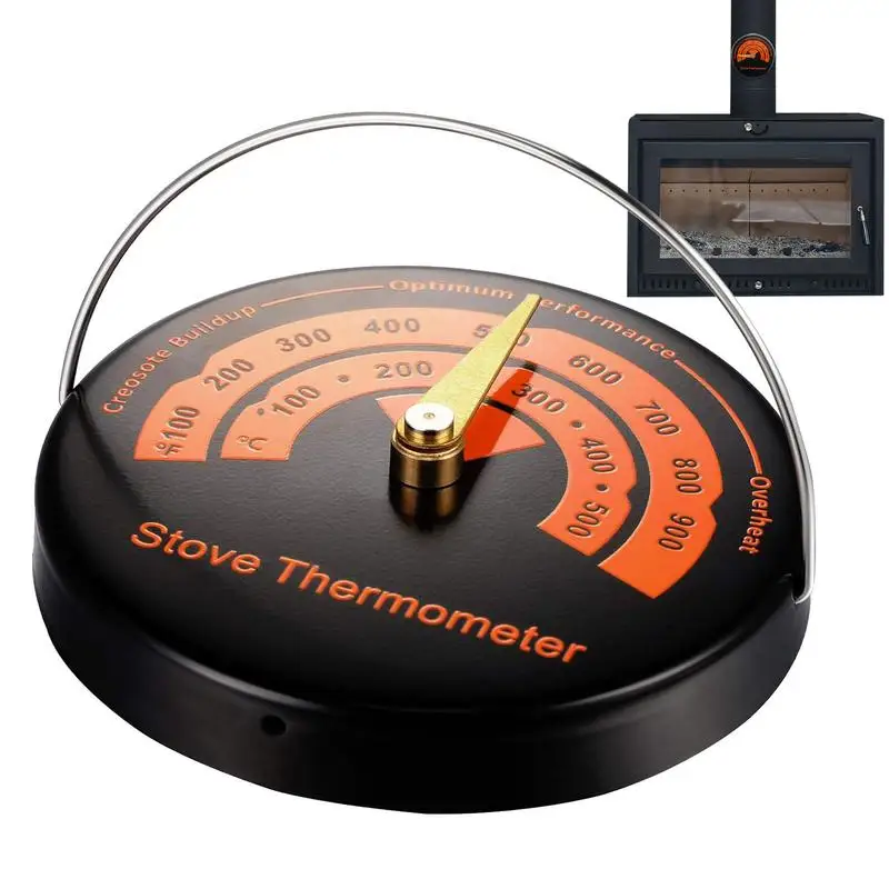 Magnetic Stove Top Meter Metal Wood Stove Temperature Meter with High Accuracy Orange Temp Gauge with Handle Reusable Temp Gauge