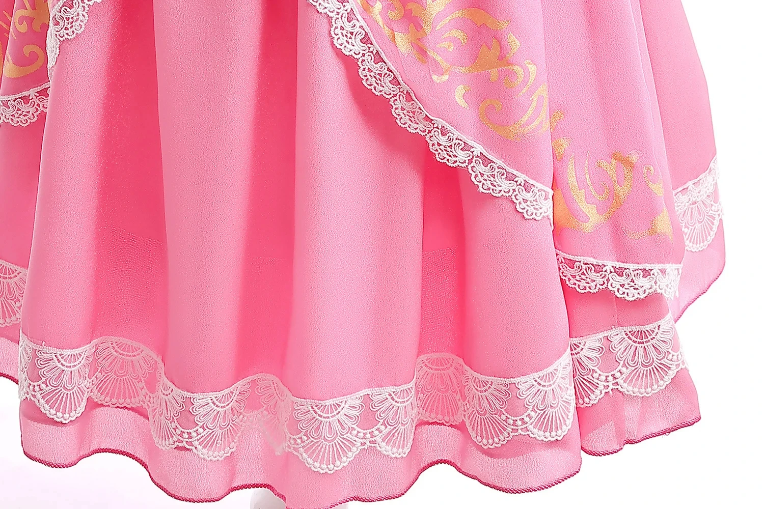 Peach Kids Mädchen Elegantes Rosafarbenes Kleid mit Spitze, Ausgefallenen Puffärmeln, Prinzessinnenkleid-Version, Patchwork-Kinderkostüm – Detail 8