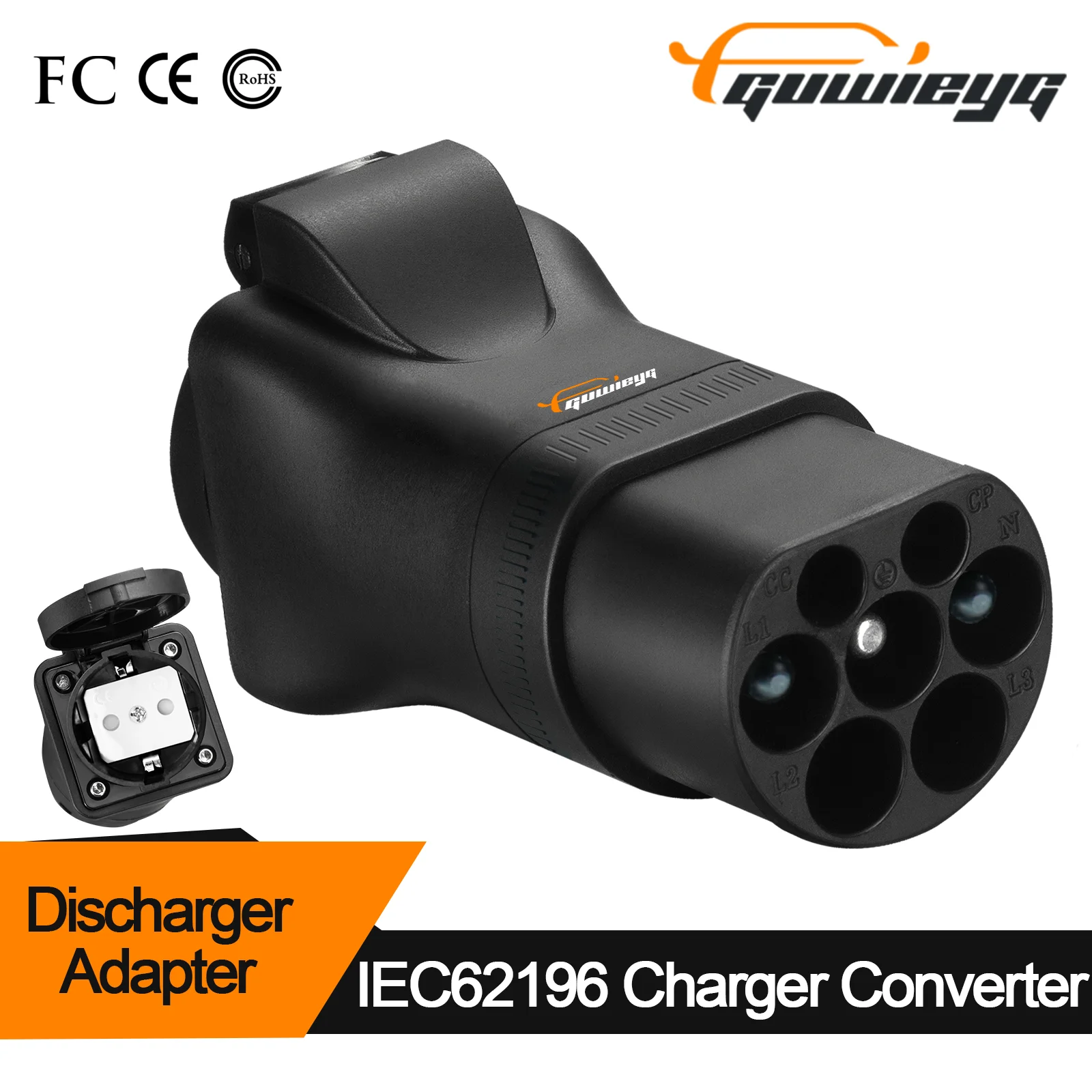 Type2 to Schuko Converter Portable 220V Type 2 Male Plug to Schuko Socket EV Charging Adapter For EV Charger EV Connector