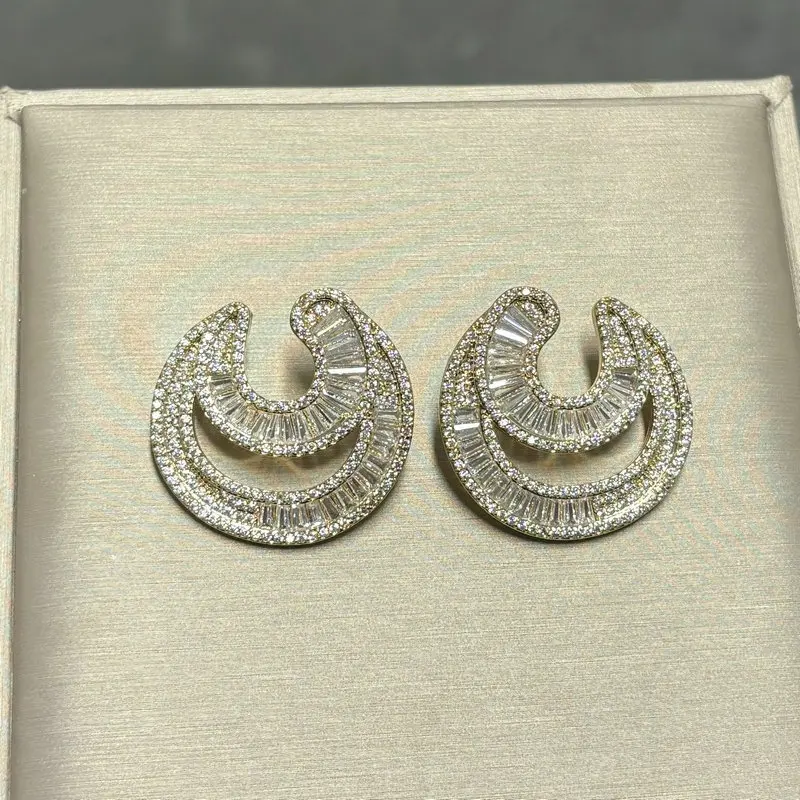 

Bilincolor модные золотые серьги с геометрическим рисунком из кубического циркония для женщин