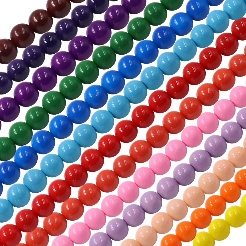 

10Strands Solid Glass Beads Round Beads Baking Paint Bead Scratch Free Beads for Jewelry Making DIY 80PCS/Strands