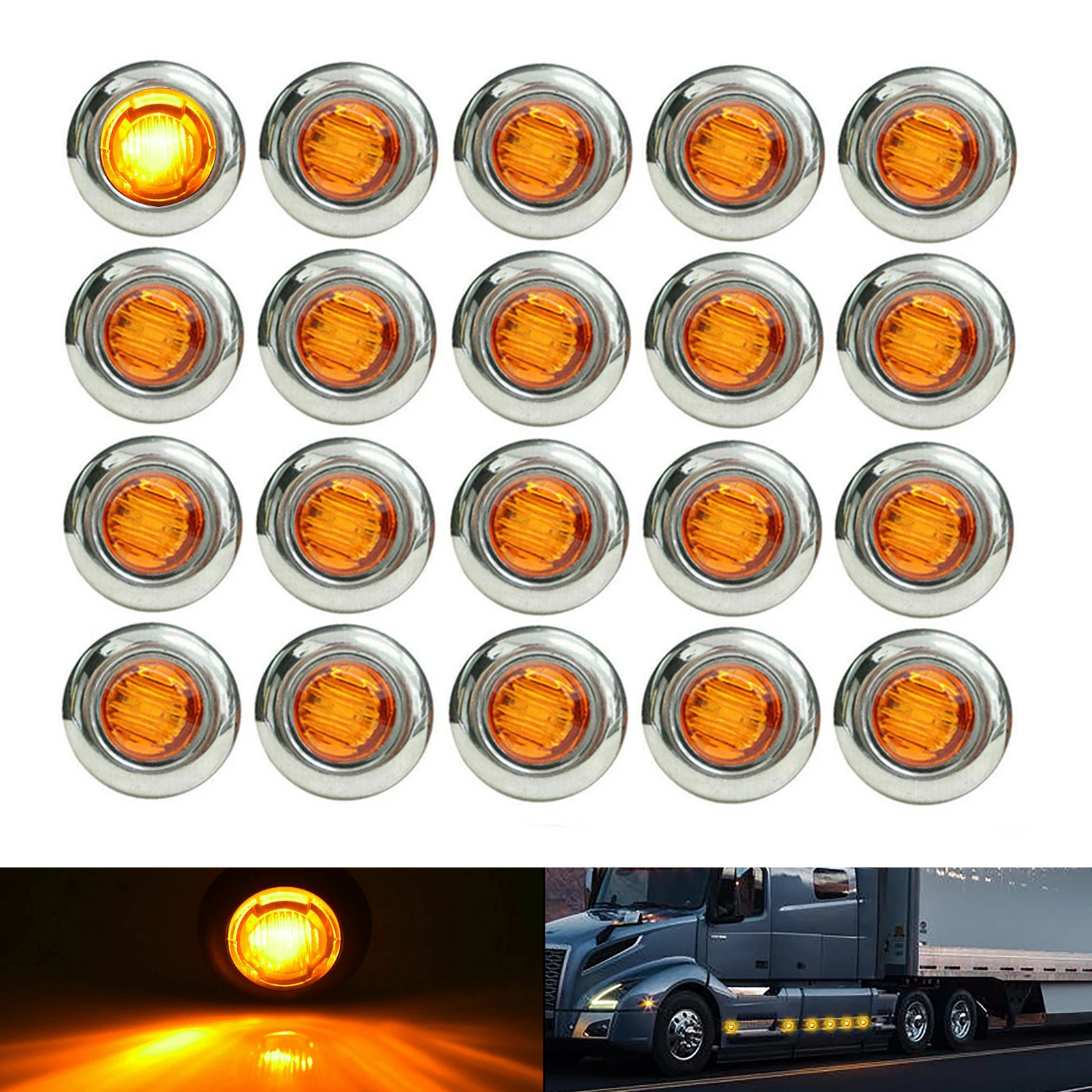

Round Amber LED Side Marker Light LED Side Marker Light for Truck Trailer Motorhome Camper Trailers Boat etc.