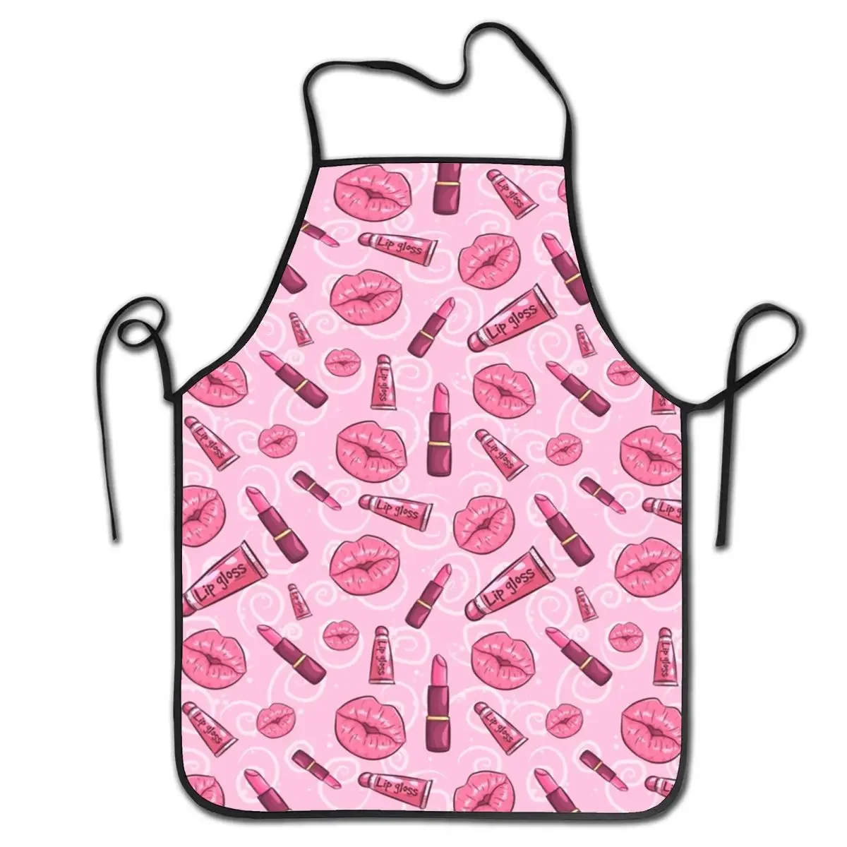 Kisses Lipgloss And Lipstick Apron Women Men Funny Makeup Tools Adult Unisex Kitchen Chef Bib Tablier Cuisine Cooking Baking