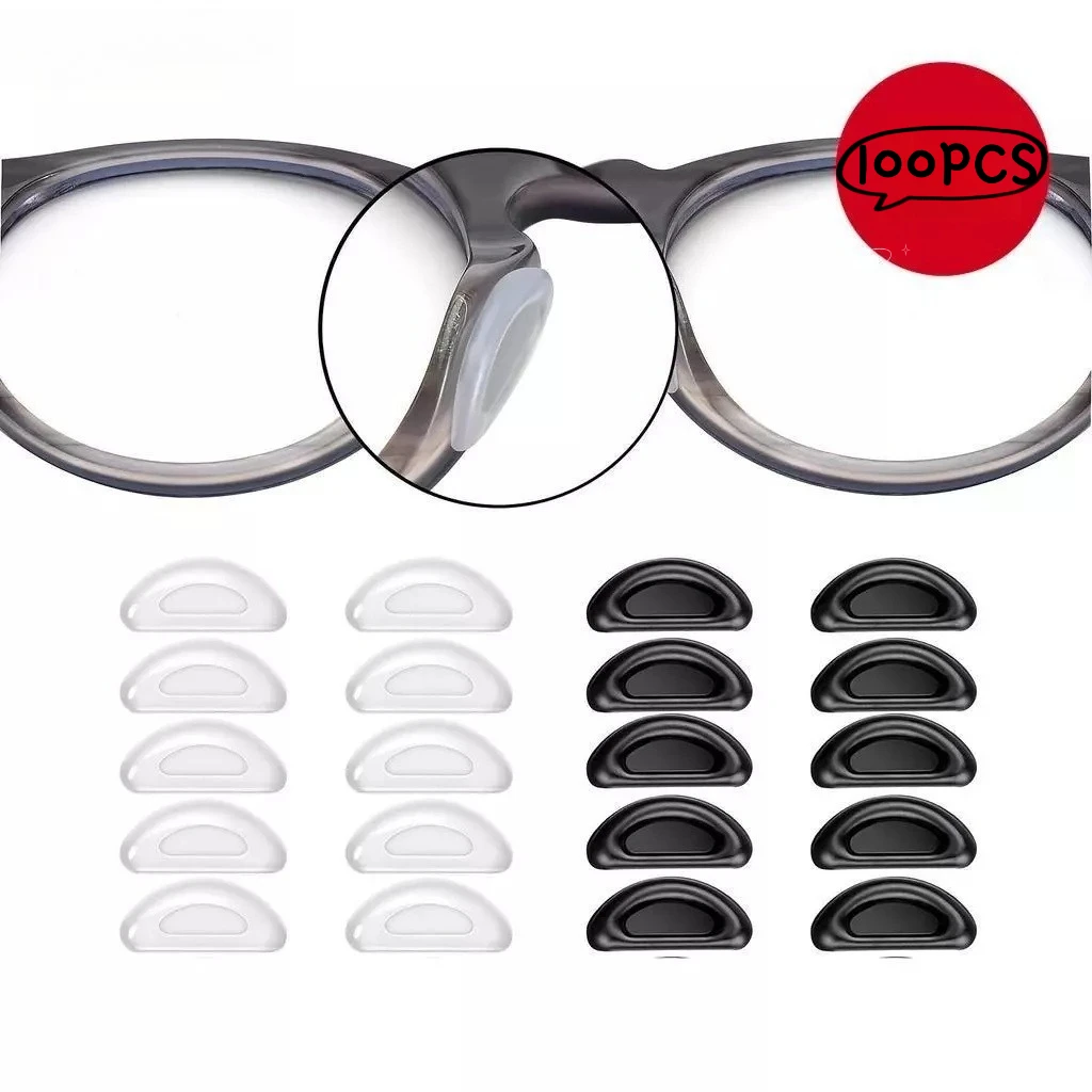 

100 шт., подушечки для носа для очков, клейкие силиконовые подушечки для носа, нескользящие прозрачные подушечки для носа для очков, аксессуары для очков