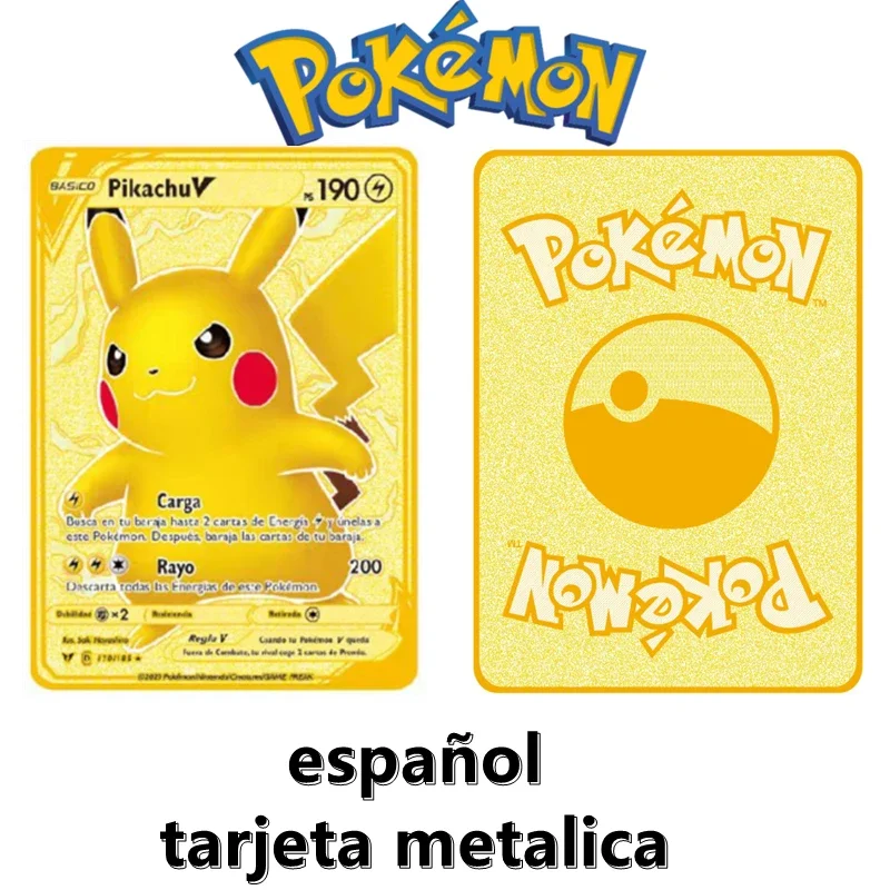 Pokemon Metal Spanish Battle Card Games Anime Character Collection Birthday Gifts Children\'s Toys GX VMAX V EX