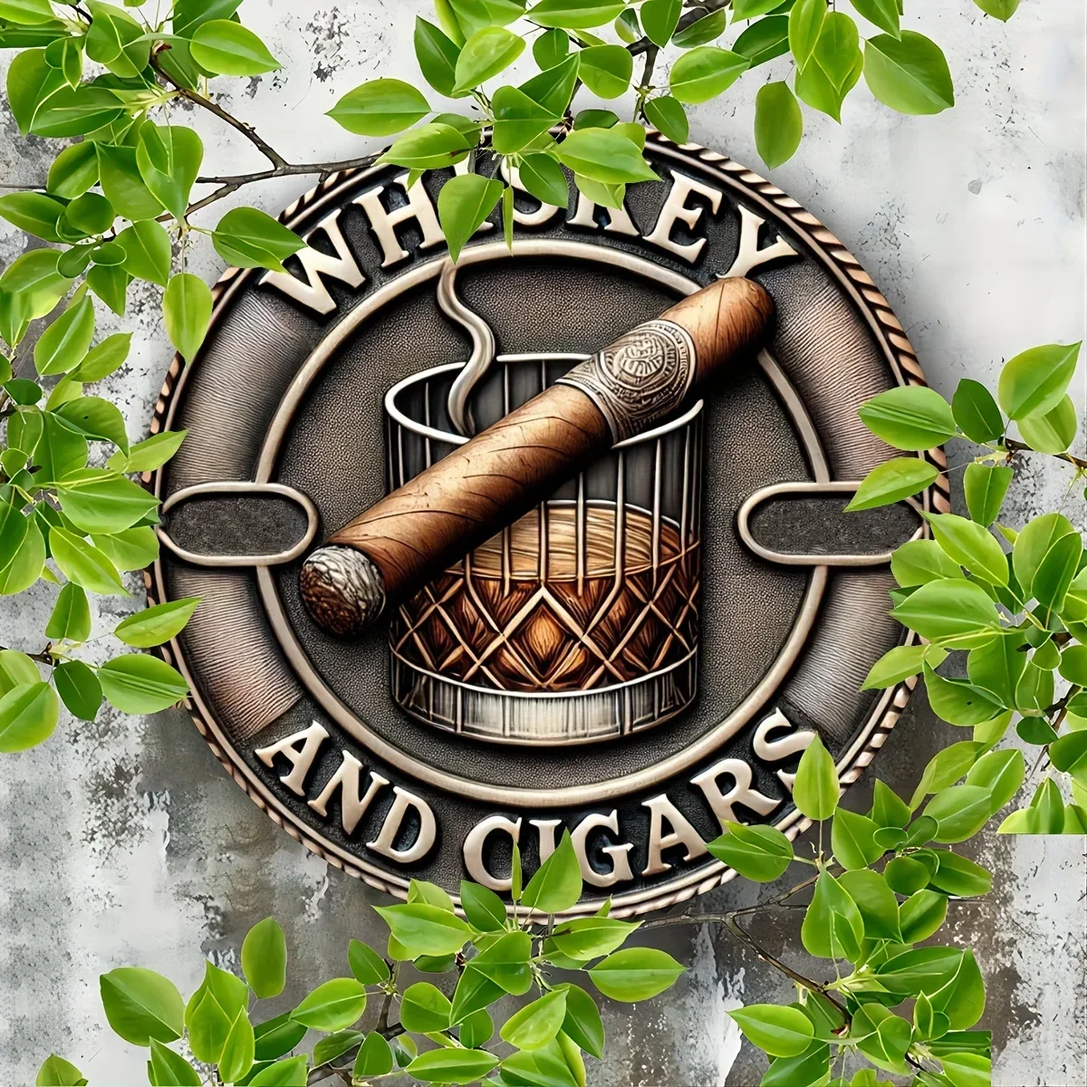 Tin Art, Whiskey and Cigar Wall Decorations, Fun Wall Decorations, Outdoor Wall Decorations, Aluminum Art, Street and Garden Wall Art