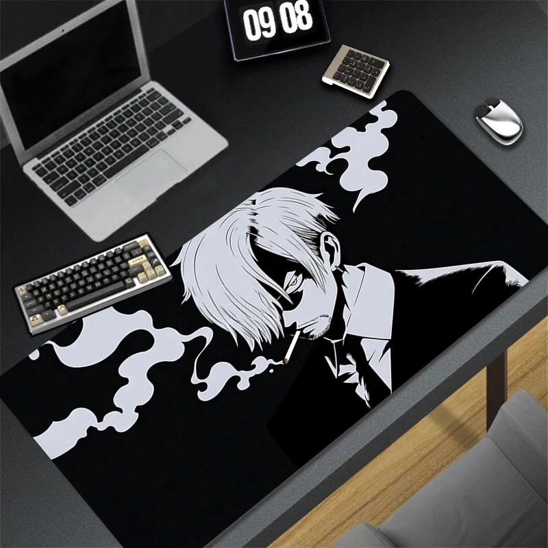 Tappetino per mouse in bianco e nero per laptop Giappone Cool Anime Tappeto per tastiera Grande