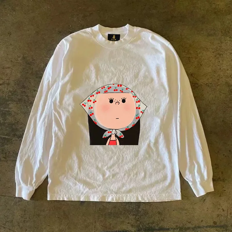 Long Sleeve T-Shirt 310 Pure Cotton Double Thread Women's Style Three Needle Charitable Fundraising Upward Hero American Couple
