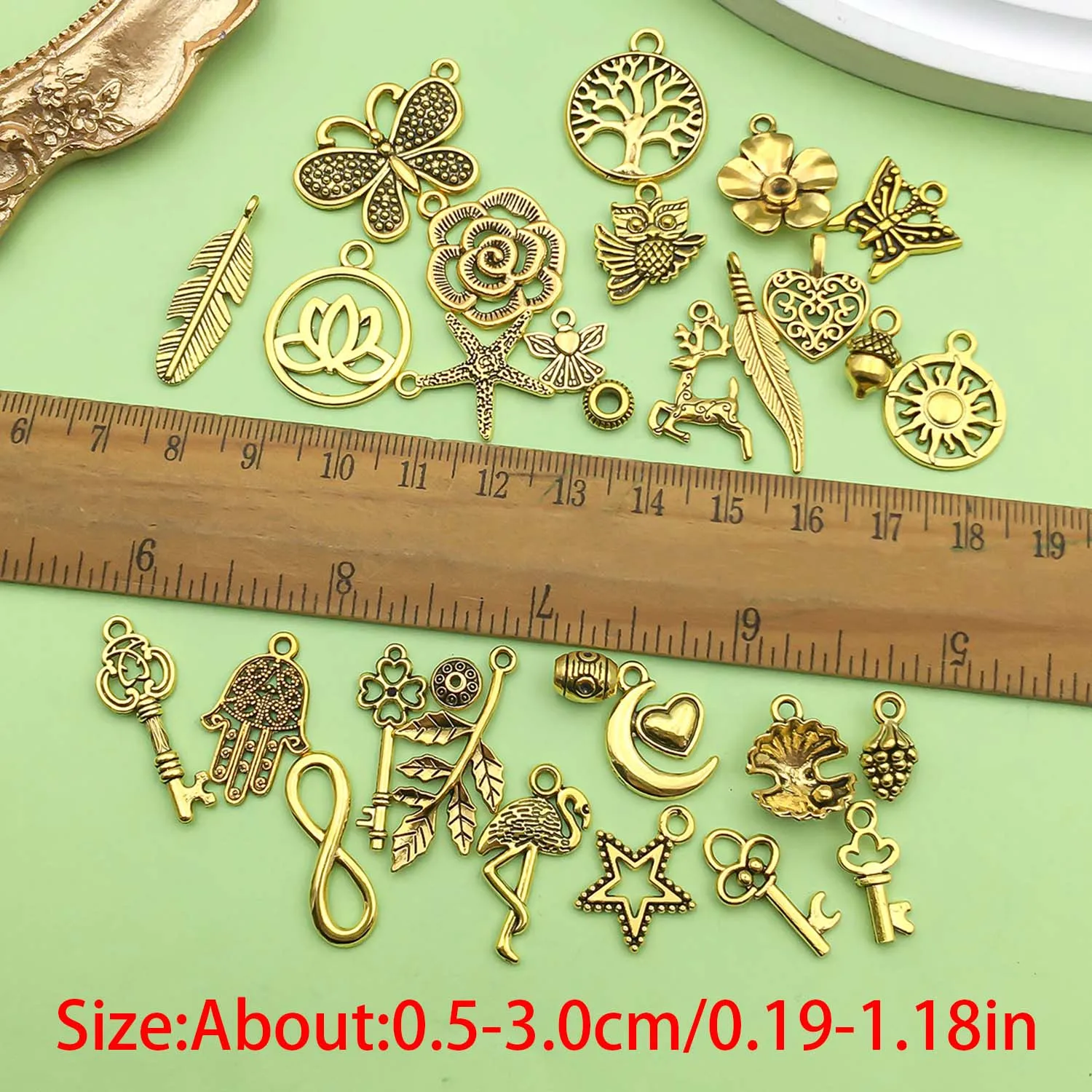30pcs Golden Charms Alloy Various Styles Pendants For DIY Bracelets Necklaces Earrings Jewelry Making Accessories