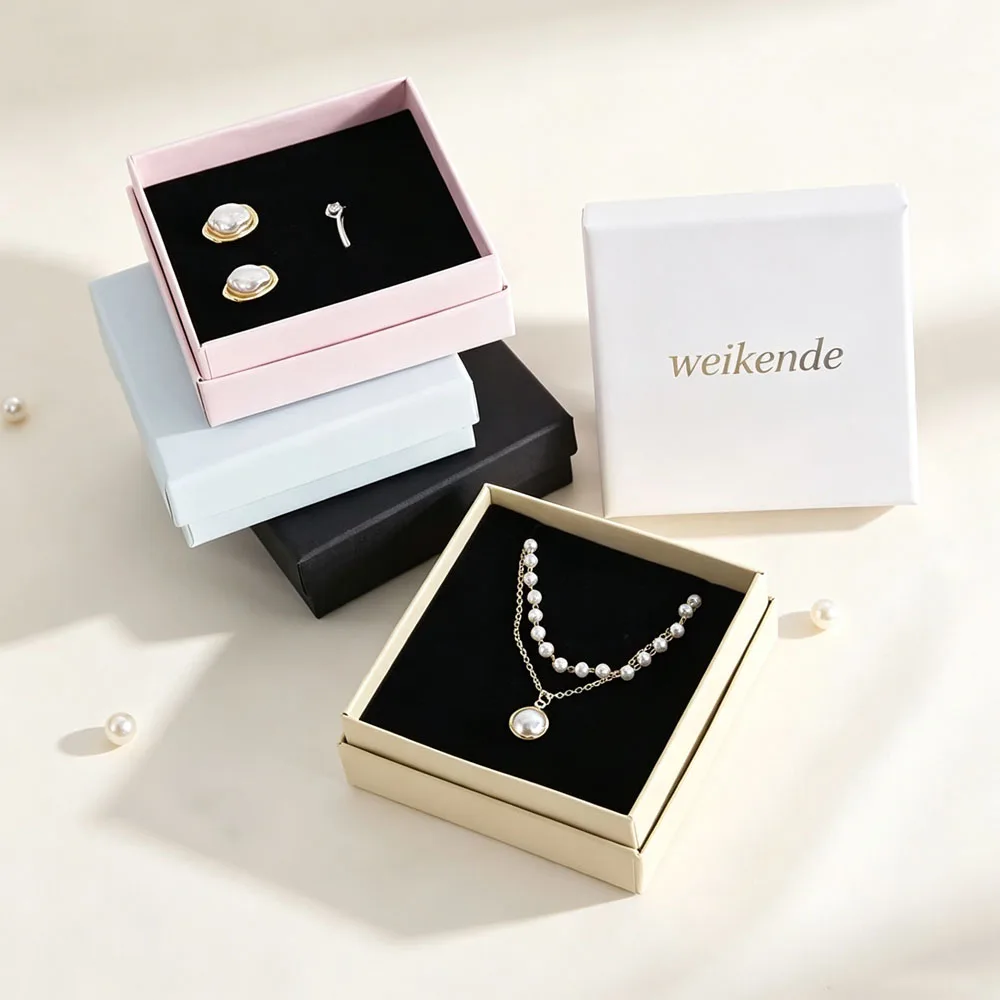 24Pcs Lot Personalized Logo Jewelry Kraft Cardboard Box Wedding Favor Gift Brooch Packaging For Ring Earring Necklace Organizer