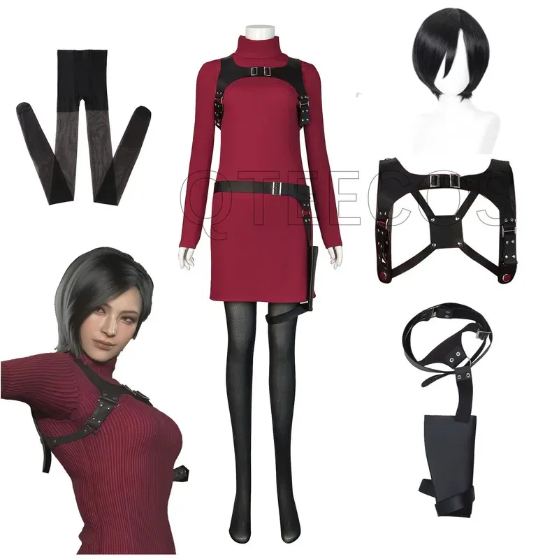 

LQResident 4 Ada Wong Cosplay Costume Dress Belt Outfits Fancy Halloween Carnival Disguise Suit For Adult Women Girls