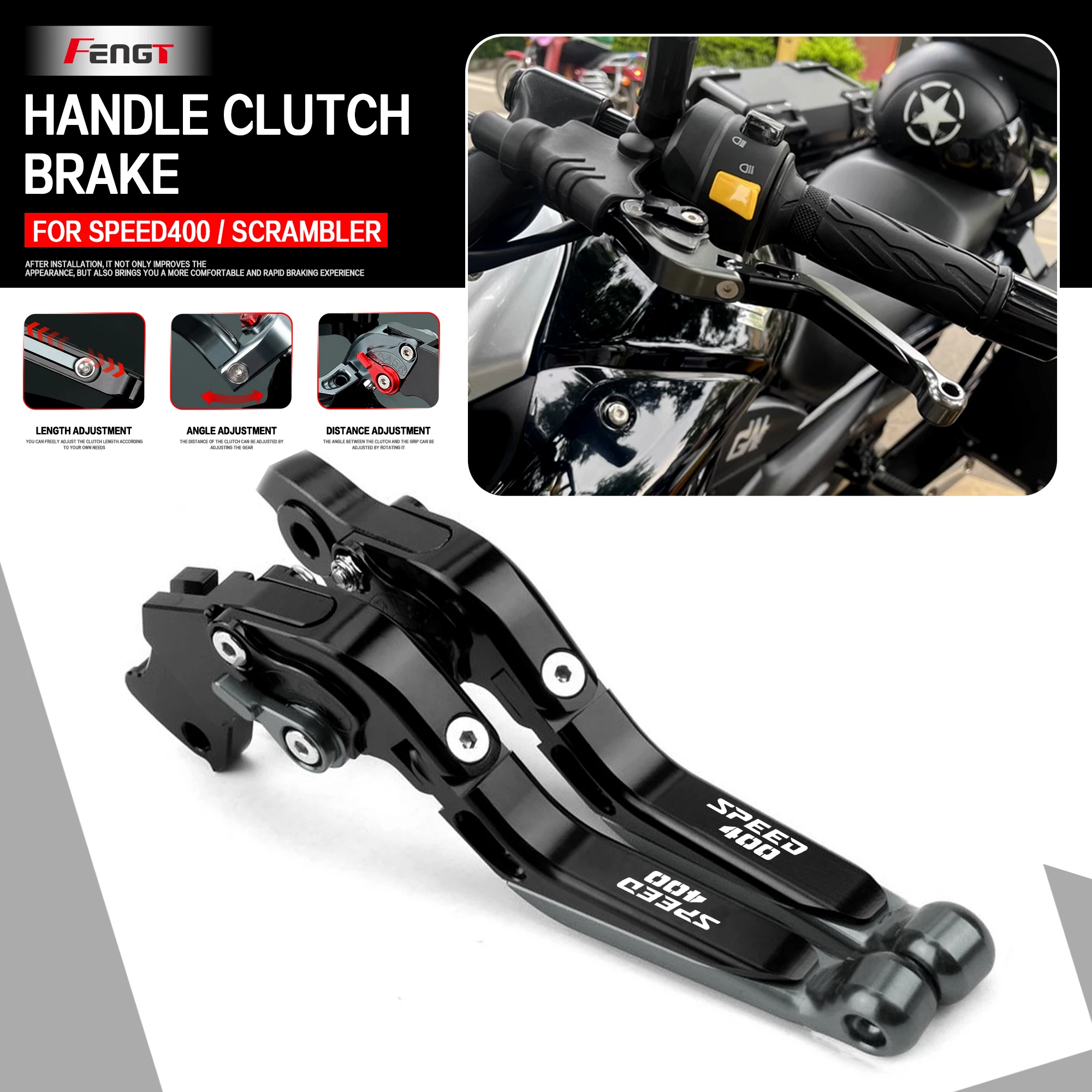 For Speed 400 Scrambler 400X Motorcycle Scrambler400x Speed400 CNC Adjustable Handle Brake Lever Extendable Clutch Levers