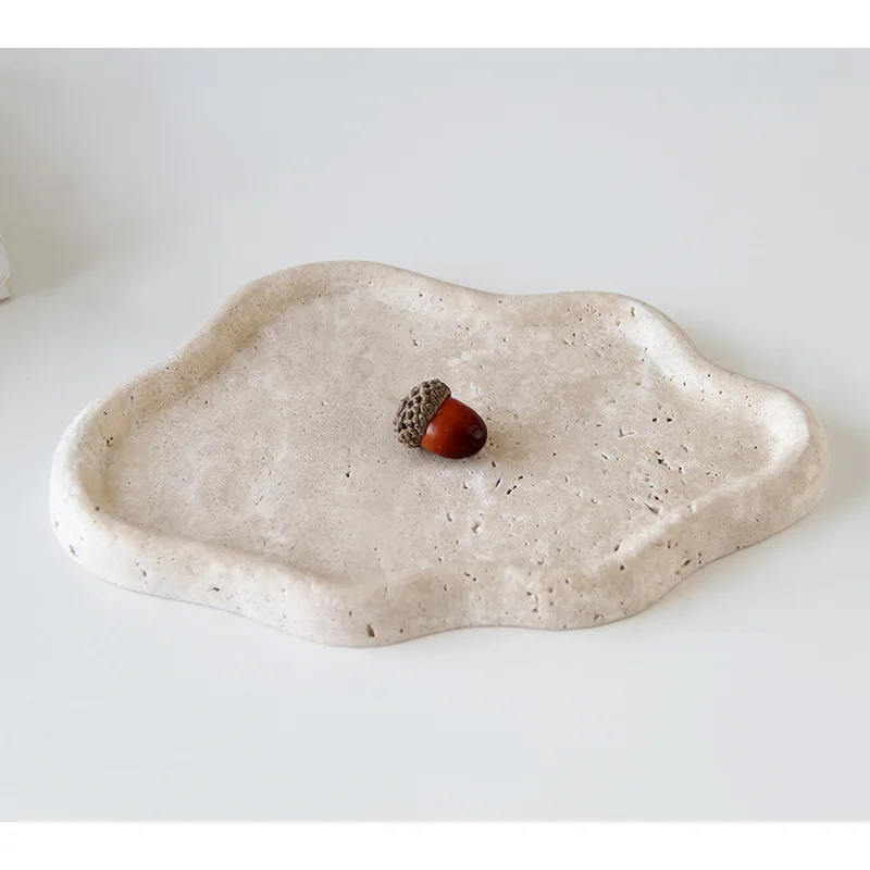 

Natural travertine storage tray ornaments tabletop accessories cosmetics model room home decorations