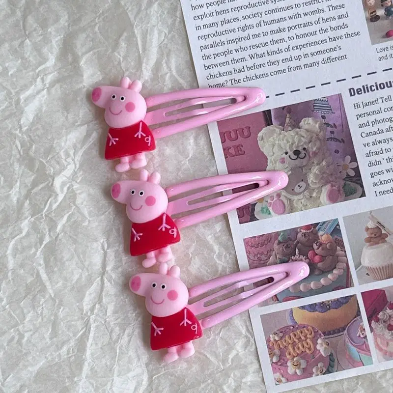 Kawaii Peppa Pig Hair Clip Girl Cartoon Cute Bangs Side Clip Girly Heart Student Children Hair Clip Accessories