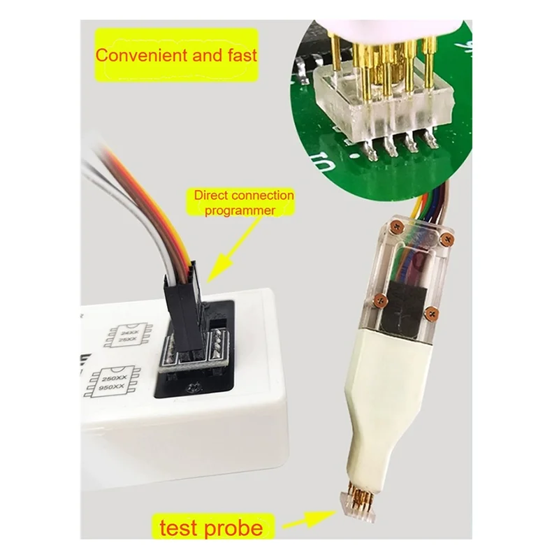 T24C 1Pcs Chip Download Burn Write Sonda Primavera Agulha Flash Eeprom Chip Queimador Cabo