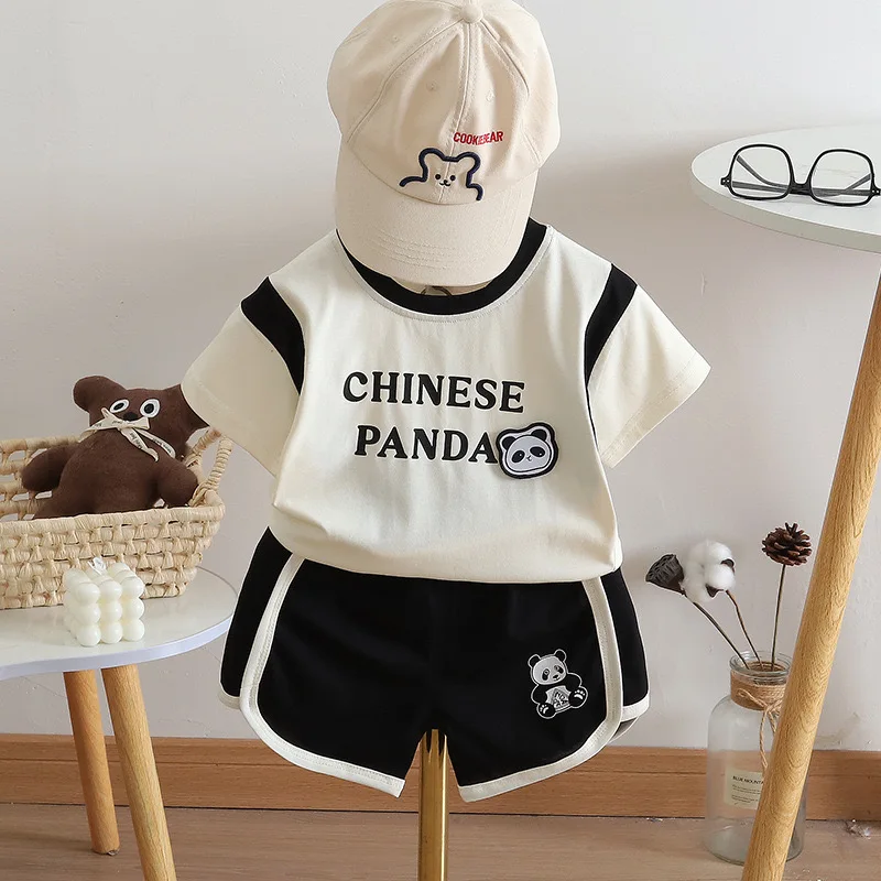 

2pcs/Sets Kids Sets Short Sleeve Top+ Shorts Suit Summer Cute Panda Clothes 0-5 years